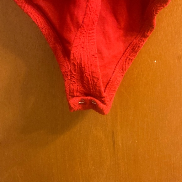 Fabletics Red Textured Bodysuit - Picture 6 of 7